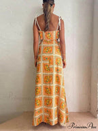 Unique Lemon Stylish Print Strappy Dress