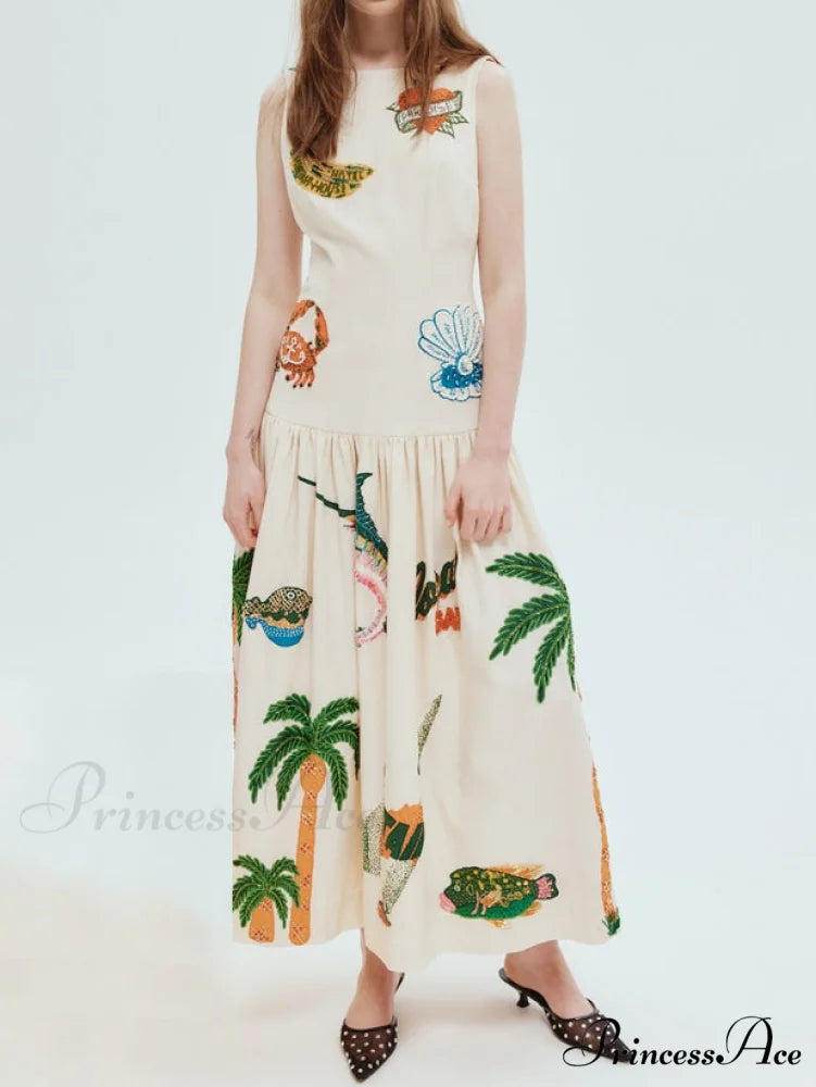 Unique Print Stylish Ocean Midi Dress