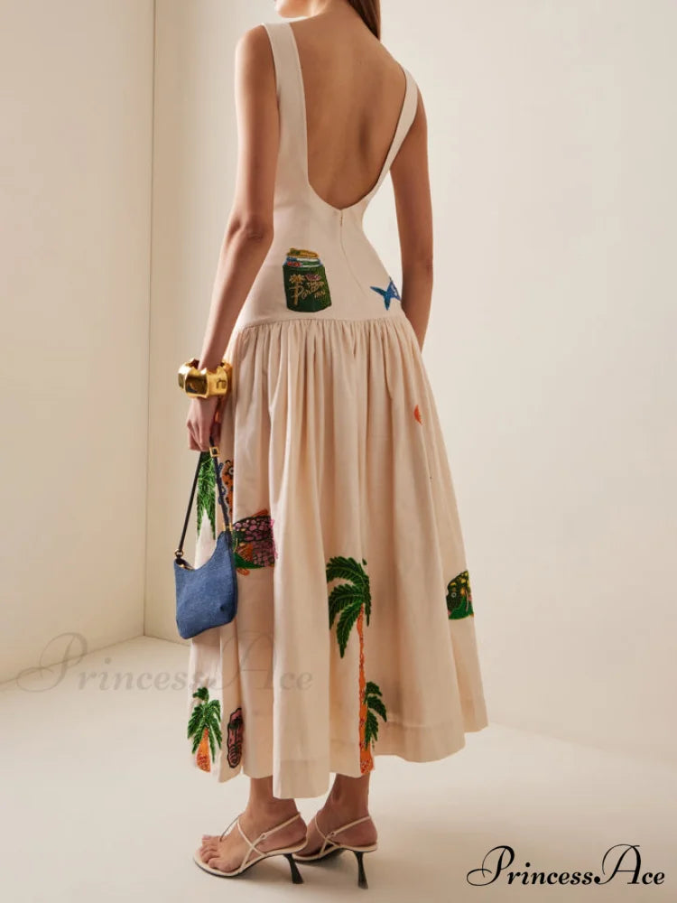 Unique Print Stylish Ocean Midi Dress