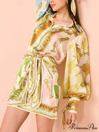 Unique Printed Irregular Charming Knotted Mini Dress