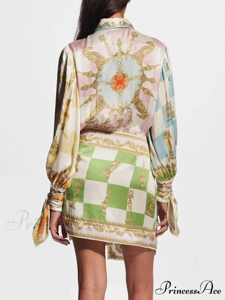 Unique Printed Irregular Charming Knotted Mini Dress