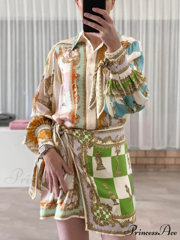 Unique Printed Irregular Charming Knotted Mini Dress