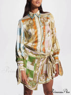 Unique Printed Irregular Charming Knotted Mini Dress