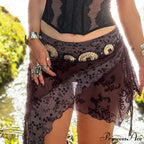 Unpredictable Printed Mesh Shirring Skirt Grunge Enchanted Skirt