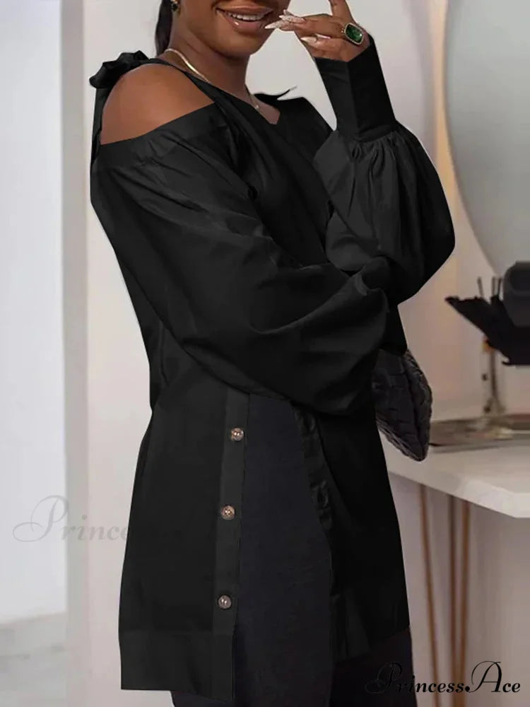 Unpredictable Solid Extended Sleeve Off-Shoulder Top