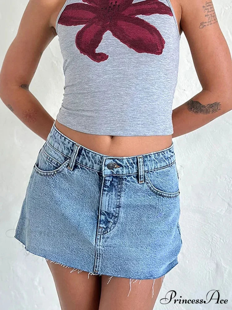 Unprocessed Border Gradient Denim Skirt