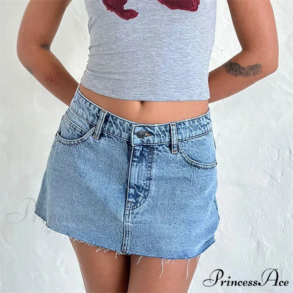 Unprocessed Border Gradient Denim Skirt