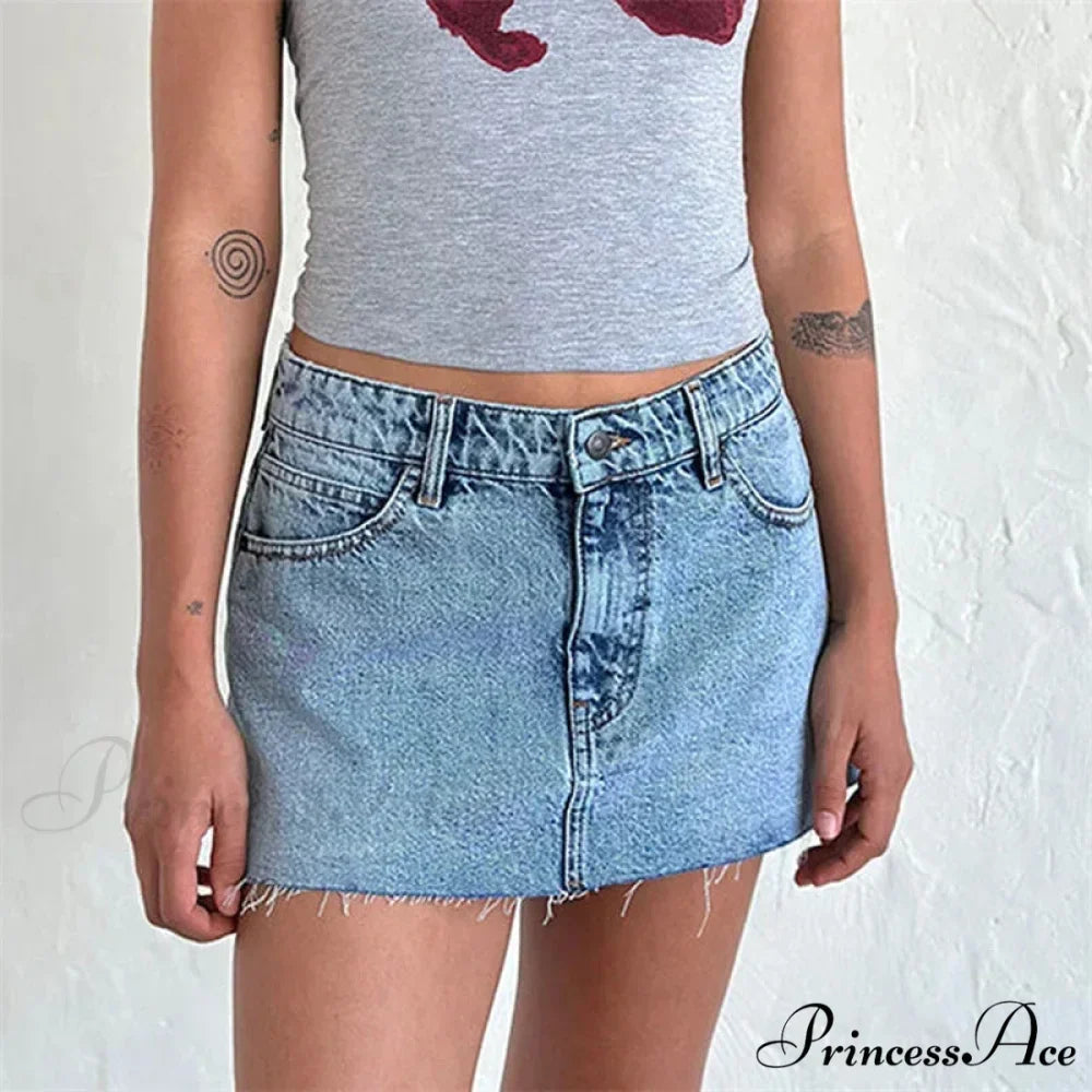 Unprocessed Border Gradient Denim Skirt