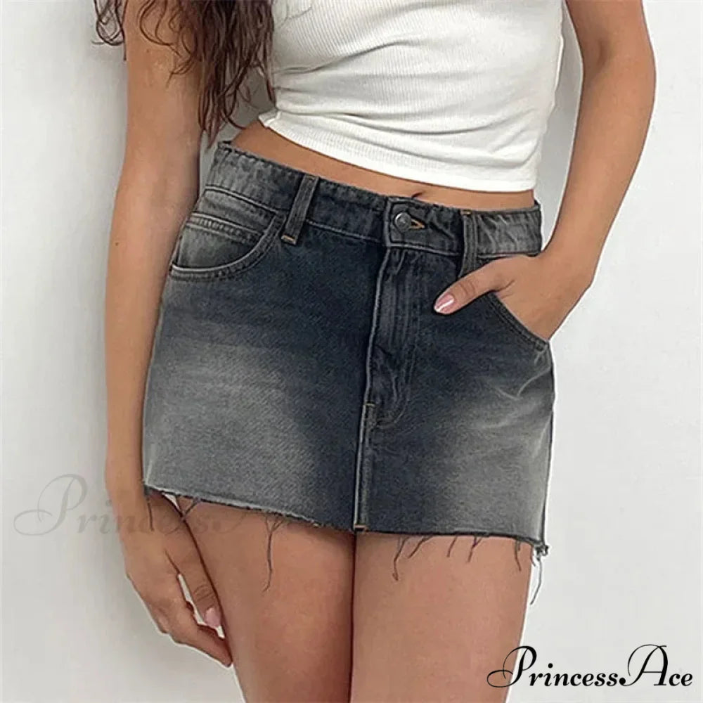 Unprocessed Border Gradient Denim Skirt