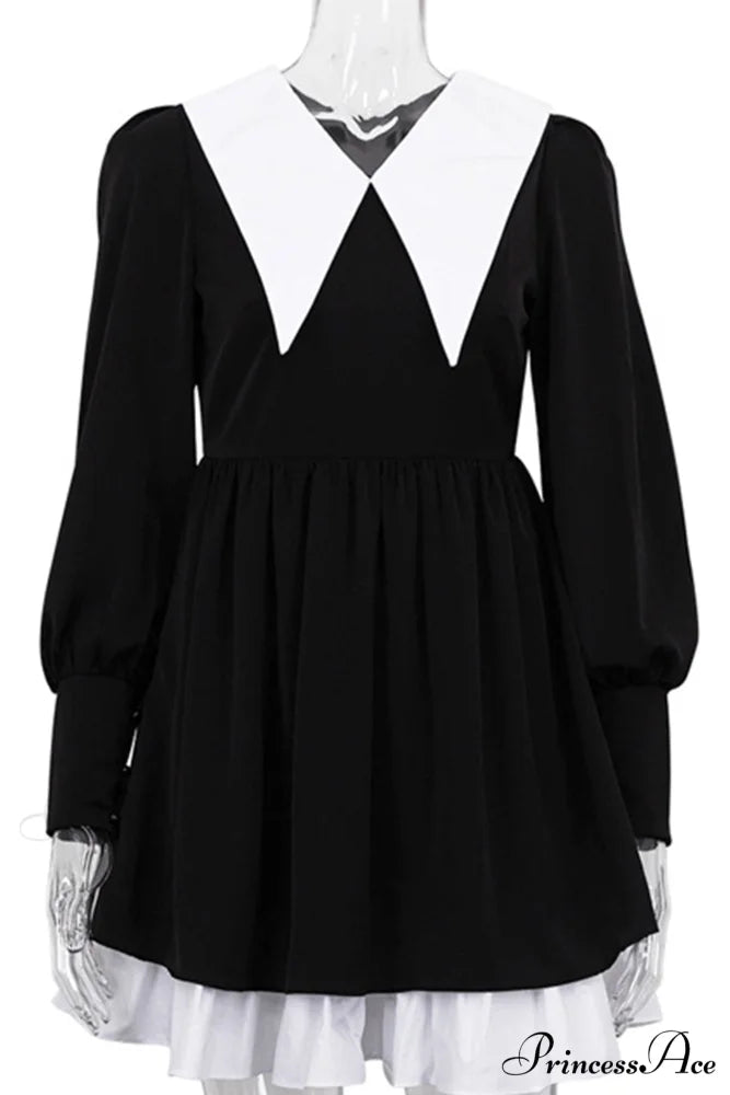 V Neck Babydoll Dress in Solid Color