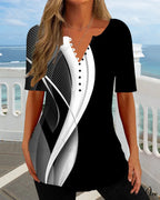 V-neck Block Color T-shirt