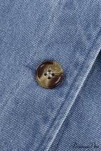 V Neck Button Front Lace Up Denim Dress