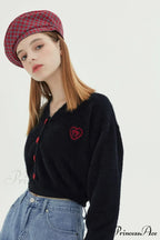 V Neck Color Solid Cardigan