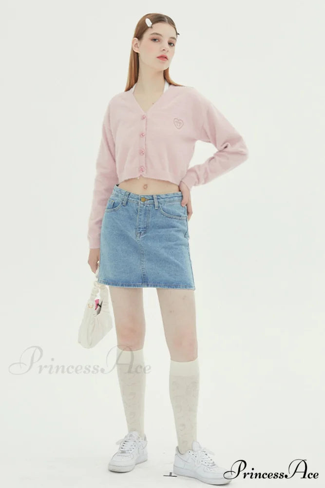 V Neck Color Solid Cardigan