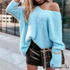 V - Neck Draped Sleeve  Y2k Sweater