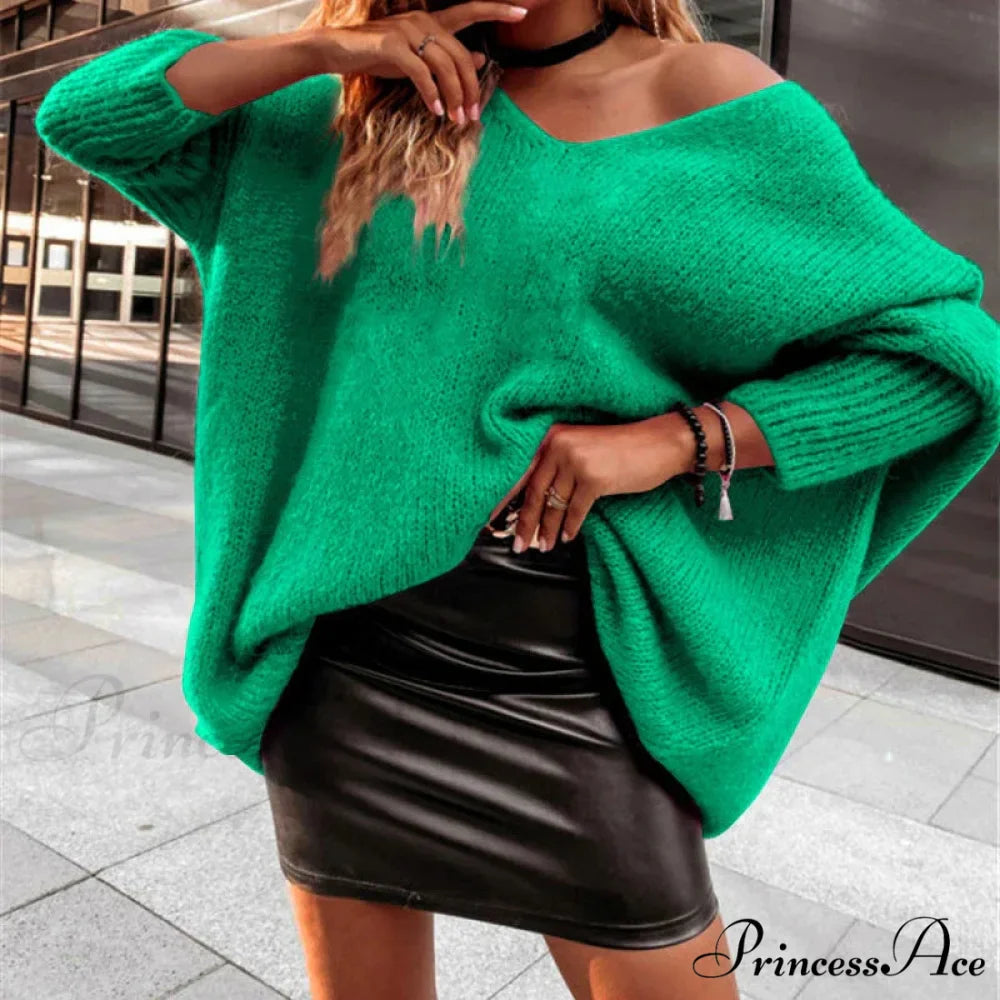 V - Neck Draped Sleeve  Y2k Sweater