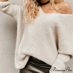 V - Neck Draped Sleeve  Y2k Sweater