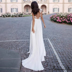 V-Neck Extended Sleeve Open-Back Bridal Gown