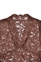 V Neck Flares Sleeve Lace Dress