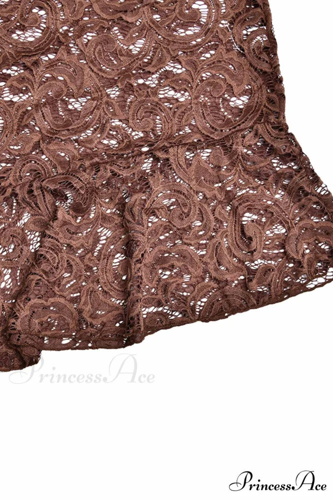 V Neck Flares Sleeve Lace Dress