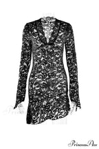 V Neck Flares Sleeve Lace Dress