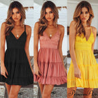V Neck High Waist Evening Party Beach Dresses