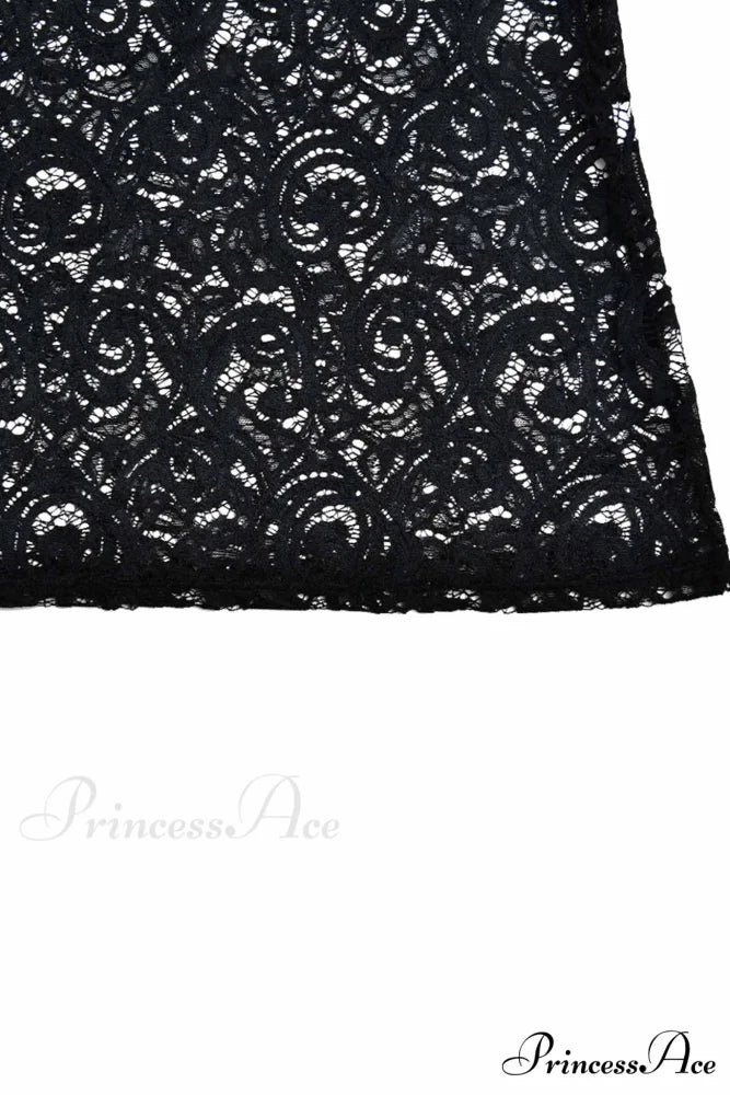 V Neck Lace Flare Sleeve Dress