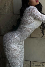 V Neck Lace Flare Sleeve Dress