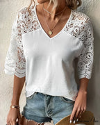 V-neck lace sleeve Top