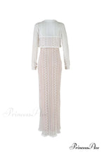 V Neck Lace Two-Piece Dress with Slit