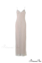 V Neck Lace Two-Piece Dress with Slit