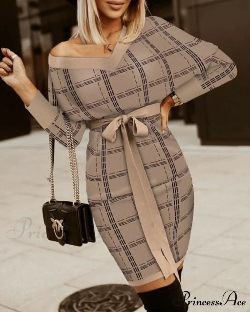 V-Neck Print Batwing Sleeve Skinny Wrap Midi Dress