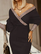 V-Neck Print Batwing Sleeve Skinny Wrap Midi Dress
