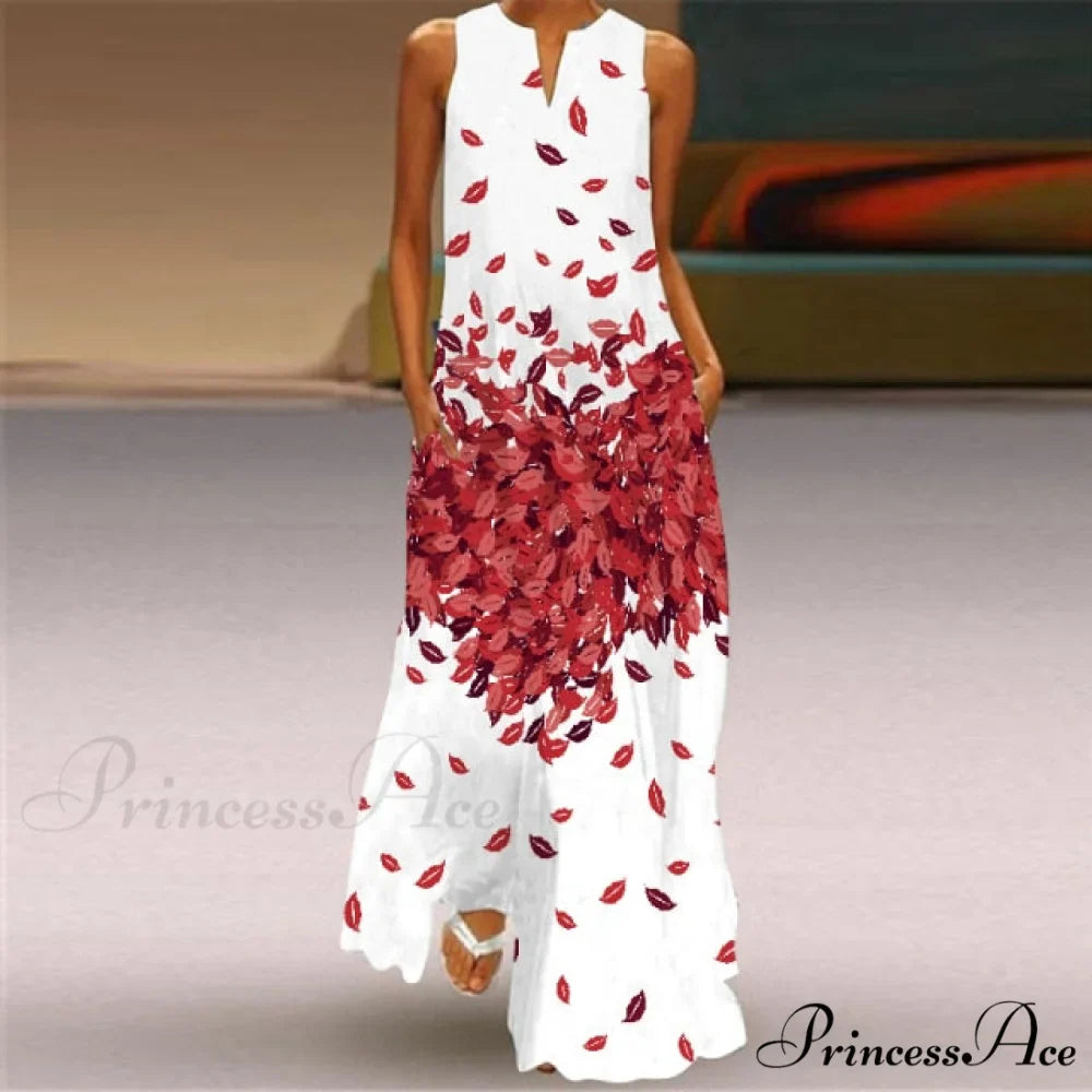 V-Neck Printed Emerald Flower Dress