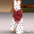 V-Neck Printed Emerald Flower Dress