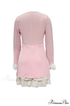 V Neck Ruffle Dress with Fake Two-Piece Design