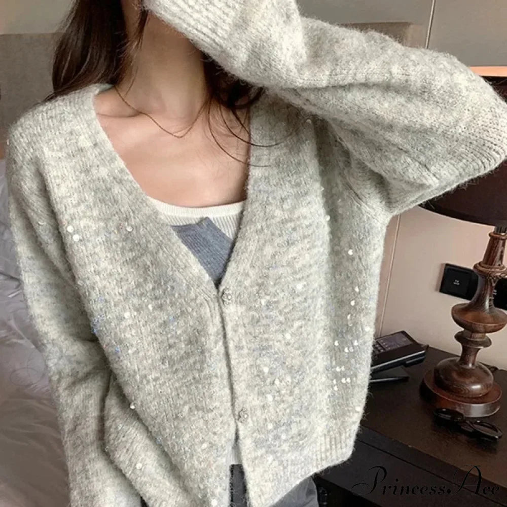 V-neck Sequin Sparkling Cardigan