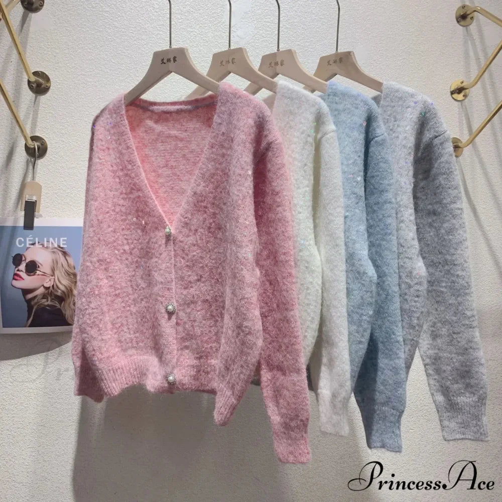 V-neck Sequin Sparkling Cardigan