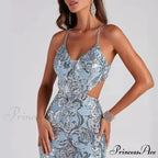 V-Neck Sequined Party Dress