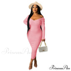 V Neck Sexy Slim Elastic Basic Long Bodycon Dress
