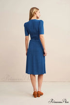 V Neck Slit Short Sleeve Dress