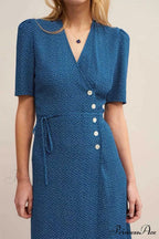 V Neck Slit Short Sleeve Dress