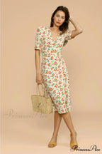 V Neck Slit Short Sleeve Dress