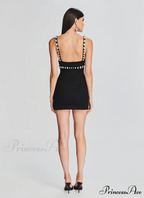 V-Neck Spaghetti Strap Mini Party Dress