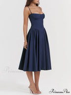 V-Neck Strapless Stylish Midi Dress