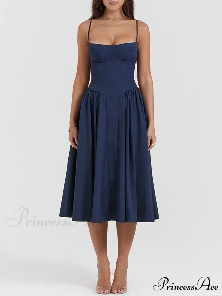 V-Neck Strapless Stylish Midi Dress