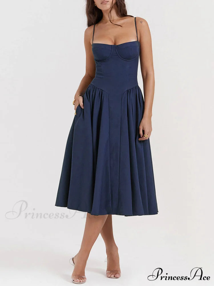 V-Neck Strapless Stylish Midi Dress