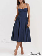 V-Neck Strapless Stylish Midi Dress