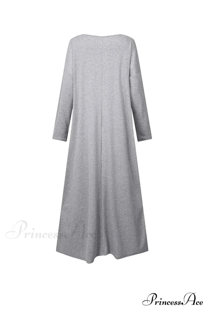 V Neck Sweatshirt Dress with Slit Hem