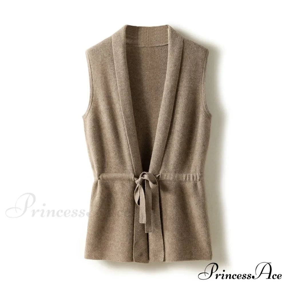 V-Neck Tie Vest Vest Women's Short Knit Cardigan